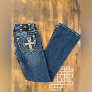 Miss Me Bootcut JE5445B2N Size 25 Cross Design Jean
